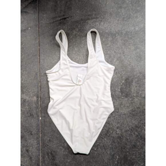 Boohoo Size 10 White BRIDE gold Metallic print One Piece Swimsuit Bathing Swim - Picture 5 of 5